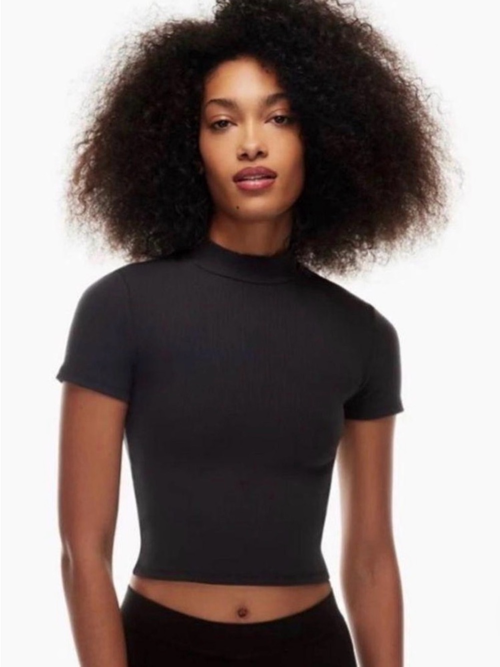 Aritzia Babaton | Formarib Mockneck Short Sleeve Tee Black Sz Medium